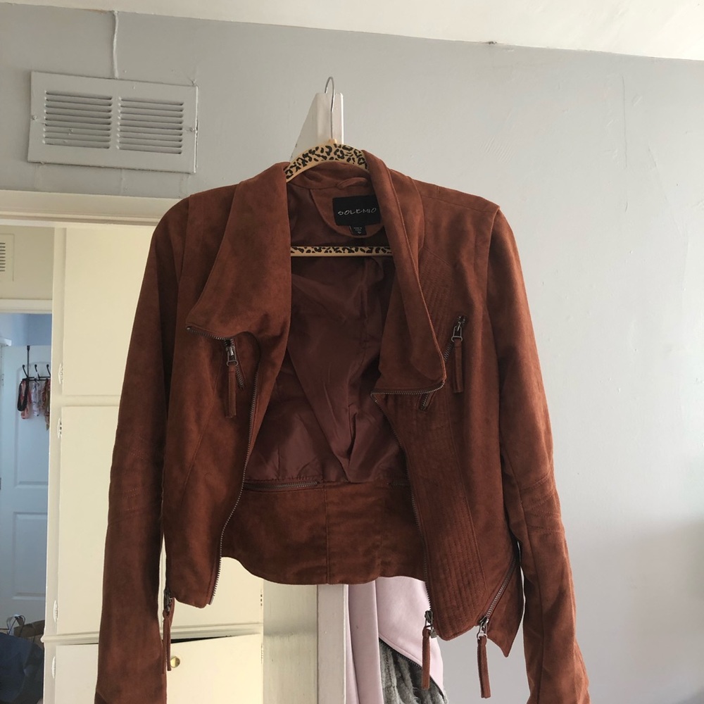 Suede motor Jacket - Carmel brown